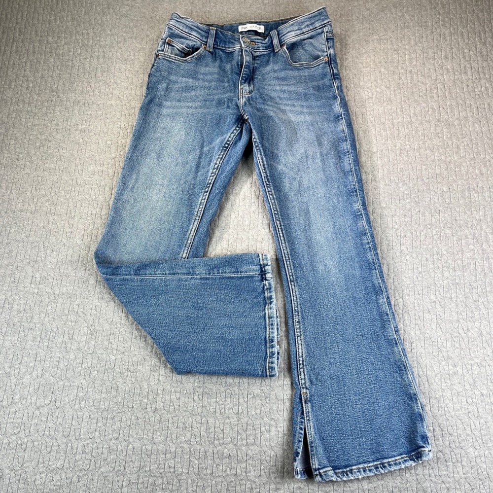Bootcut ZARA Flare‎ Leg Jeans Girls 13/14 Women 24X26 mid rise Split Hem